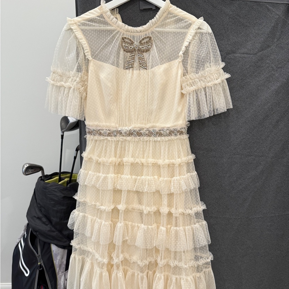 Needle&thread Embellished Bow Dress midi dress size UK4 XS/S